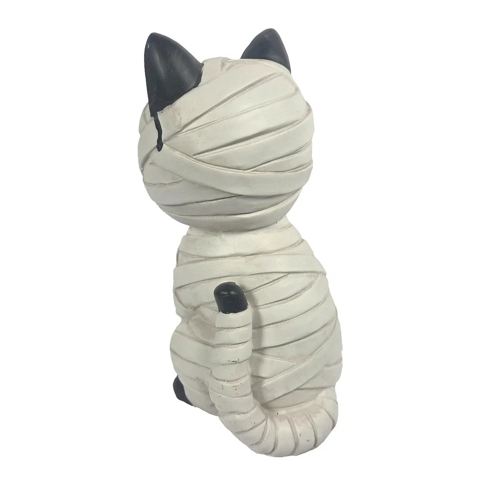 Unbranded Mummy Cat Figurine Halloween Decor Medium Black New Resin Gothic Kitty